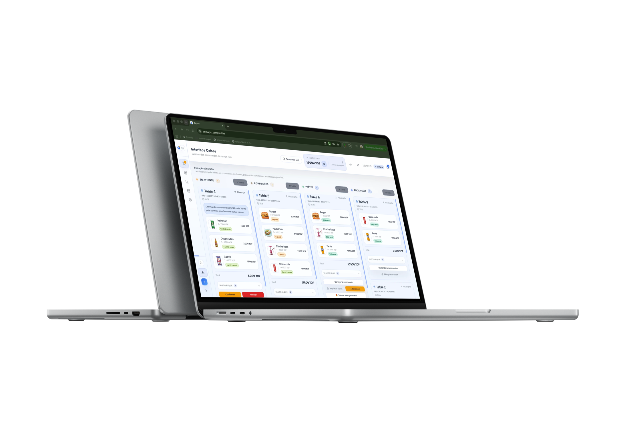 Interface caisse Oryna présentée sur ordinateur